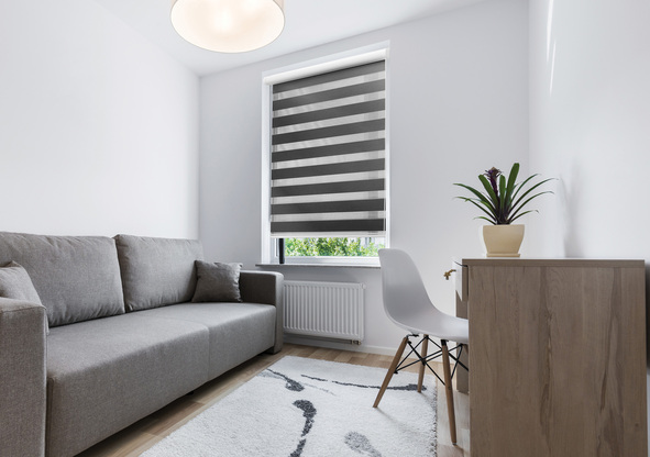 Compact, modern sleeping room interior design in scandinavian style